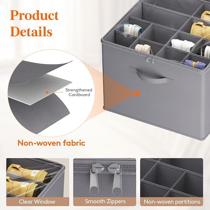 Lifewit Shoe Storage Organizer for Closet, Holder Box, 2 Pack, Gray - Image 3