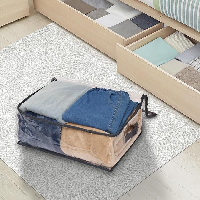 Fixwal Blanket Storage Bags 2 Pack Plastic Clothes Closet Organizer Clear | Clear Plastic, Zippered Closure, for Clothes Comforters Sweaters Blankets Sheets and Toys, Closet Storage - Image 3
