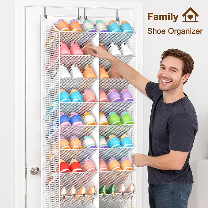 UVIAHOMI Over the Door Shoe Organizer for 20-30 Pairs, 10-Tier, White - Image 2