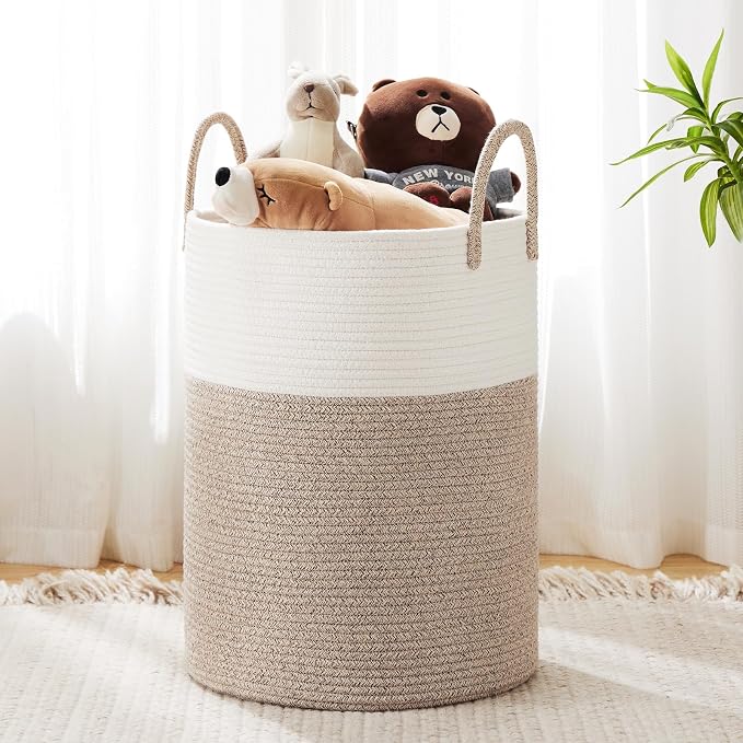 YOUDENOVA Cotton Rope Laundry Hamper Basket, 72L Blanket Basket for Bedroom by YOUDENOVA
