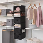 GRANNY SAYS Hanging Closet Organizer, 5 Drawers, 6 Shelves, 4 Pockets | Hanging Closet Organizer with 5 Different Drawer Designs, 6 Shelves & Reinforced Structure for Organized Small Spaces, Black - Image 5