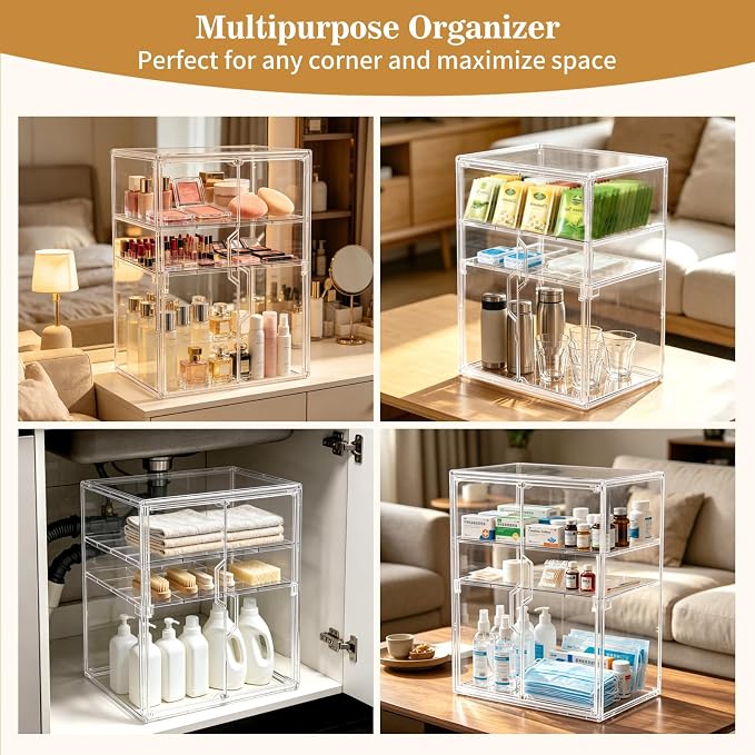 X-LARGE Baby Bottle Organizer, Upgraded Bottle Storage Organizer Baby for Countertop Cabinet, Removable Baby Organizer with Magnetic Door, Bottle Station Organizer for Nipples, Pump Parts, 2 Doors - Image 8
