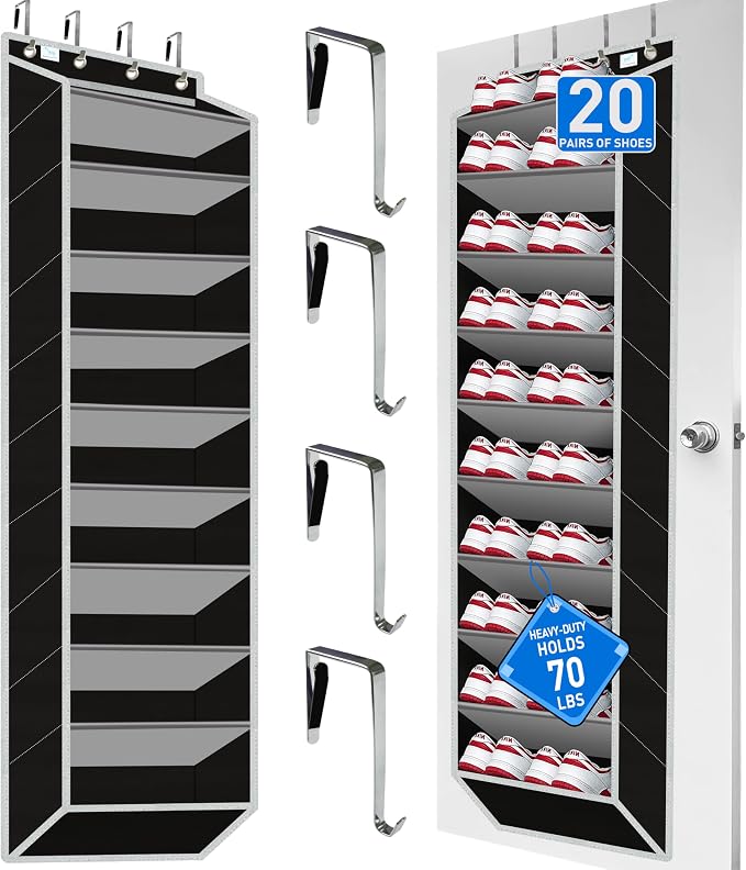 10 Tiers Shoe Organizer for Closet, 20 to 30 Pairs Shoe Rack Door by Zebricolo