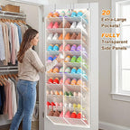 UVIAHOMI Over the Door Shoe Organizer for 20-30 Pairs, 10-Tier, Beige - Image 4