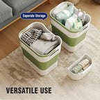 TECHMILLY Collapsible Plastic Laundry Basket Hamper with Handles, 35L Portable Rubber Clothes Basket, Pop Up Storage Container/Organizer with Hanging basket for Washing & Storage, Green - Image 6