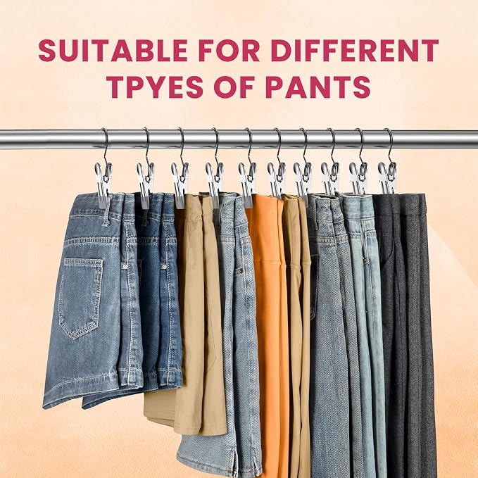 30 Pack Pants Hangers with Clips,Legging & Jean Hangers for Closet Hanging | Space Saving Clip Hangers for Yoga Pants, Jeans, Shorts, Skirts and Hats,Closet Organizers and Storage,Gray - Image 6