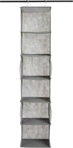 Amazon Basics 6-Tier Hanging Closet Shelf Organizer with Pockets, Clothes Storage for Sweaters and Clothing,8" Dx12 W x 9" L x 8.5" H, Grey (Pack of 10) - Image 3