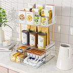 SNSLXH 4-Tier Clear Makeup Organizer Bathroom Storage Green - Image 3