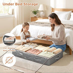 Budding Joy 95L Under Bed Storage Containers, 4 Pack Closet Organizers Grey | Foldable underbed storage bins for linen sheets, blanket, clothing, comforter, sweaters, pillows, wrapping paper - Image 2