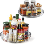 LAMU 2 Pack Lazy Susan Turntable Organizer for Cabinet, 10.6'' 9.25'' Condiment Organizer for Refrigerator, Kitchen Pantry, Medicine Cabinet Organizer, Spices Rack Organization, Bathroom, Grey by YourHome-OrganizationHelper
