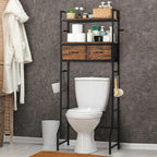 YBING Over The Toilet Bathroom Storage Cabinet for Freestanding, Above Toilet Shelf with Fabric Drawer, Tall Bathroom Shelf Organizer with Toilet Paper Holder, Brown by YBING