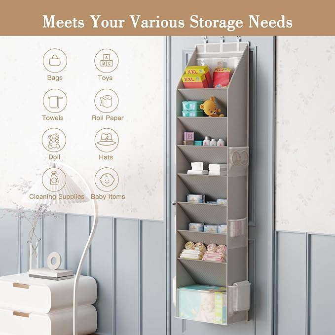 Criusia Shoe Storage, Over the Door Shoe Organizer, Hanging Closet Shoe Storage with Large Deep Pockets, Fits 16–24 Pairs of Sneakers, Sandals, Boots, Gray - Image 7