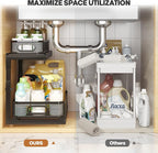 1 Pack Under Sink Storage Organizer with 2-Tier Slide Out Drawer, Sophisticated Mesh Pull Out Shelf for Kitchen & Bathroom, Fits Small Items, Upgraded Arched Track for Smooth Gliding-Black - Image 5