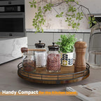 AMH 12-Inch Farmhouse Oak Lazy Susan Organizer, Walnut Finish - Image 2