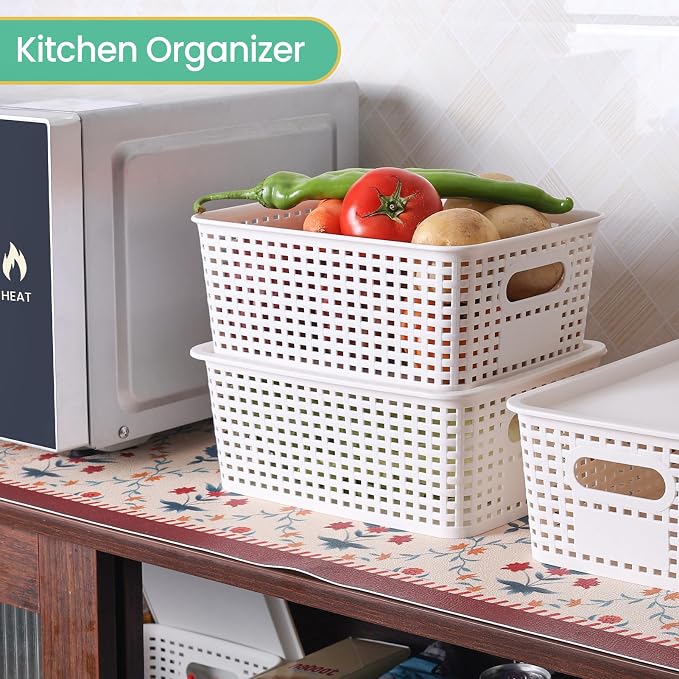 Ohmlove 8 Pack Plastic Storage Baskets with Lids for Organization - Image 5