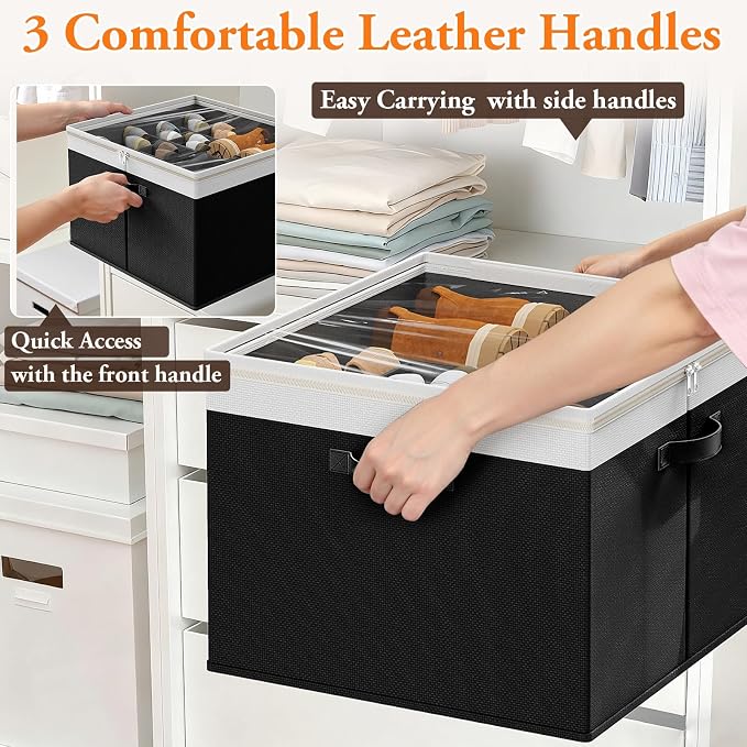 StoreHappily Shoe Organizer for Closet - 2 Packs Hold up to 32 Pairs, Black - Image 6