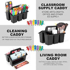 Plastic Caddy With Handle,Protable Classroom Craft Caddy, 6-pack Storage Caddy For Pencil,Pen,Craft Tools (Black) - Image 5