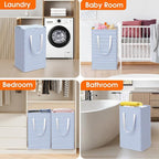 3-Pack Laundry Basket, Collapsible Laundry Hampers, 100L, Blue - Image 7