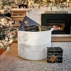 INDRESSME XXXLarge Woven Rope Blanket Basket Living Room White, 90L - Image 8