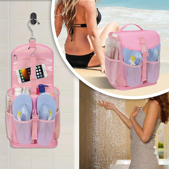 Hanging Mesh Shower Caddy Portable for College Dorm Room Essentials Pink - Image 8