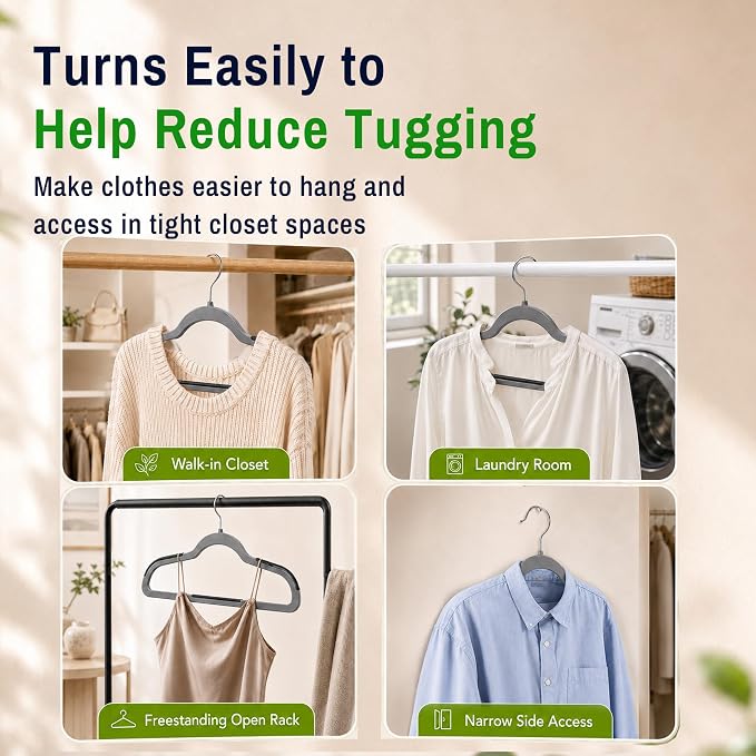 Plastic Hangers 30 Pack, Non-Slip Space-Saving Clothes Hangers, Gray - Image 4