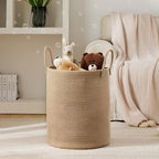 Woven Rope Laundry Hamper Basket by YOUDENOVA, 72L Tall Luandry Basket, Baby Nursery Hamper for Blanket Storage in Bedroom-Large-Jute - Image 2