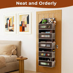 2 Pack 5 Tier Over the Door Organizer Space-Saving Storage for Any Room | Brown Hanging Closet Organizer with 10 Mesh Pockets and Clear Windows, Closet Organizers and Storage for Bathroom, Bedroom - Image 5