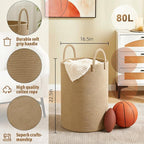 Artfeel Laundry Basket,Woven Cotton Rope Laundry Hamper,80L for Decorative Storage of Dirty Clothes,Toys and Blankets in Bathroom,Baby Room and Living Room - Image 6