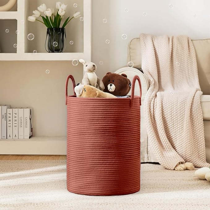 YOUDENOVA Cotton Rope Laundry Hamper Basket, 58L Blanket Basket for Nursery - Image 2