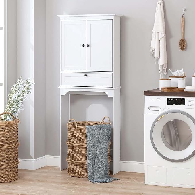Spirich Bathroom Over the Toilet Storage Cabinet with Tilt-Out Cube, White - Image 5