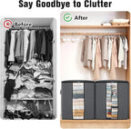 6 Pack Clothes Storage Bags 80L Blanket Storage Containers with Window Grey | Large Comforter Organizer for Closet, Bedding, Quilts, Sheets and Pillows, Foldable Storage Bags for Home Organization - Image 4