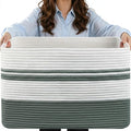 75L Large Blanket Basket, 22"x17"x12"Rectangle Cotton Rope Woven Storage Basket with Handles, Laundry Hamper for Living Room, Nursery, Bedroom - Chemical-Free, Kid & Pet Safe - Sage Green by Hobasket