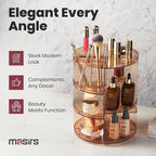 Masirs 360 Rotating Makeup Organizer Countertop, Adjustable Shelf, Brown - Image 6