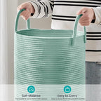YOUDENOVA Cotton Rope Laundry Hamper Basket, 58L Blanket Basket for Nursery - Image 4