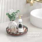 AMH 10-Inch Brown Checkerboard Lazy Susan Organizer with Black Metal Rail - Image 5
