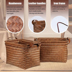 BROWNLILY Handwoven Clothes Basket Laundry Hampers Large Wicker Storage Baskets for Shelves Blankets Closet Storage Bins Car Bedroom Bathroom Organizers and Storage Bath (Pack of 4, Brown) - Image 2