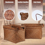BROWNLILY Handwoven Clothes Basket Laundry Hampers Large Wicker Storage Baskets for Shelves Blankets Closet Storage Bins Car Bedroom Bathroom Organizers and Storage Bath (8, Brown) - Image 2