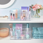 STORi 5-Compartment Clear Plastic Organizer | Rectangular Divided Makeup and Vanity Storage Bin and Office Desk Caddy | Scalloped Wall Design | Made in USA - Image 6