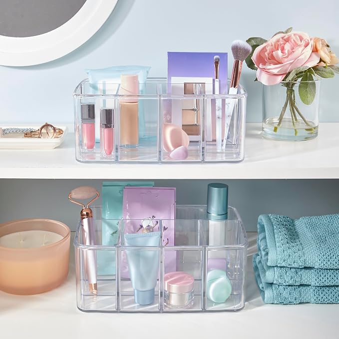 STORi 5-Compartment Clear Plastic Organizer | Rectangular Divided Makeup and Vanity Storage Bin and Office Desk Caddy | Scalloped Wall Design | Made in USA - Image 6