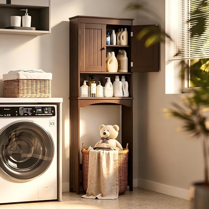 Bealife Over The Toilet Storage Cabinet with Open Shelf - Espresso - Image 3