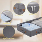 FHSQX Under Bed Storage Container 2Pack 3 Inches Low Profile Under-bed Organizer Bins Slim Under Couch Storage Box Ideal For Seasonal Clothes Blankets Towel Fabric (2, Drak Grey, 31.5 * 17 * 3in) - Image 5