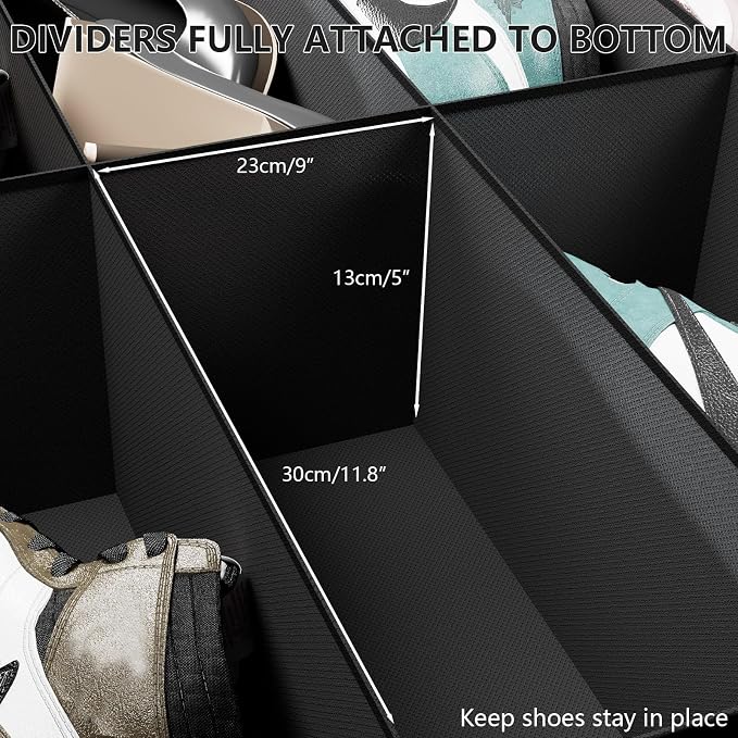 homyfort Under Bed Shoe Storage Organizer for Closet Fits 24 Pairs-Sturdy Underbed Shoe Storage Box Bins,Set of 2 (Linen-like Black) - Image 5