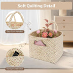 Storage Basket Boho Fabric Large Collapsible Floral Laundry Nursery Hamper Portable Folding Storage for Clothes Toys (Yellow Floral) - Image 4