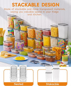 KEMETHY 30 PCS Airtight Food Storage Containers with Lids, Kitchen Pantry Organization and Storage, BPA-Free Plastic Scale Food Canisters for Cereal, Flour, Sugar, Dry Food, Include Labels & Marker - Image 6