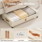 LAMU Under Bed Storage with Wheels, 2Pack Underbed Storage Containers,Beige | Smooth-rolling Wheels, Clear Lid & Label, Sturdy Metal Frame, Easy Install, Rolling Storage Drawers for Clothes, Shoes, Toys - Image 5