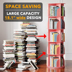 SpaceAid 5 Tier Rotating Bookshelf Tower, Spinning Bookcase Lazy Susan, Revolving 360 Book Shelf Storage Round Carousel, Vertical Rotate Turning Spiral Corner Organizer, Pink - Image 3