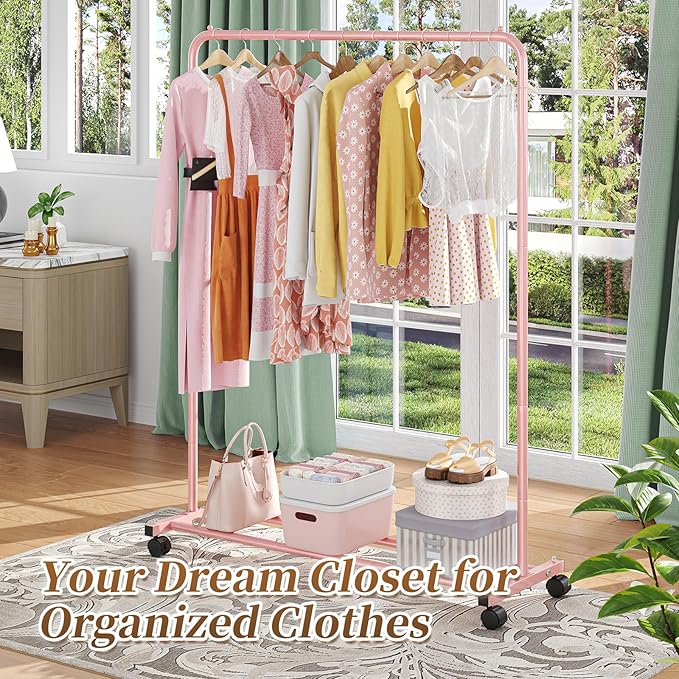 Simple Trending Clothes Clothing Garment Rack, Clothes Organizer, Pink - Image 2