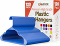 Plastic Clothes Hangers – Heavy Duty Hanger Set, for Organizing Clothes, Dresses, and Coat, Holds Up to 5 lbs, Space-Saving Hangers with Non-Slip Shoulder Grooves, Pack of 120, Blue by Campior