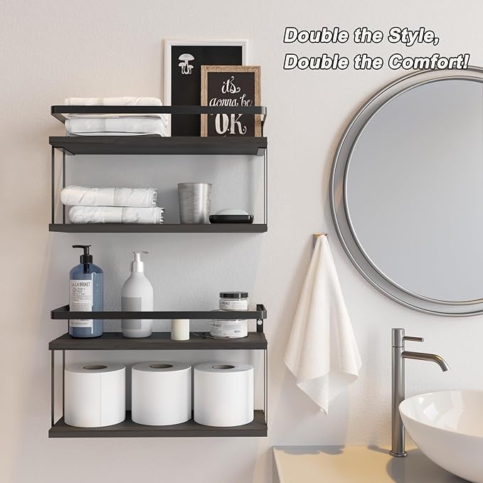 RICHER HOUSE Floating Shelves Bathroom, Wall Mounted Shelf Over Toilet - Image 5