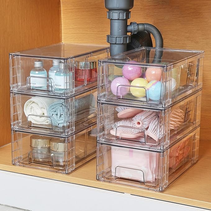 Vtopmart 8 Pack Stackable Clear Drawer with Dividers - Image 2
